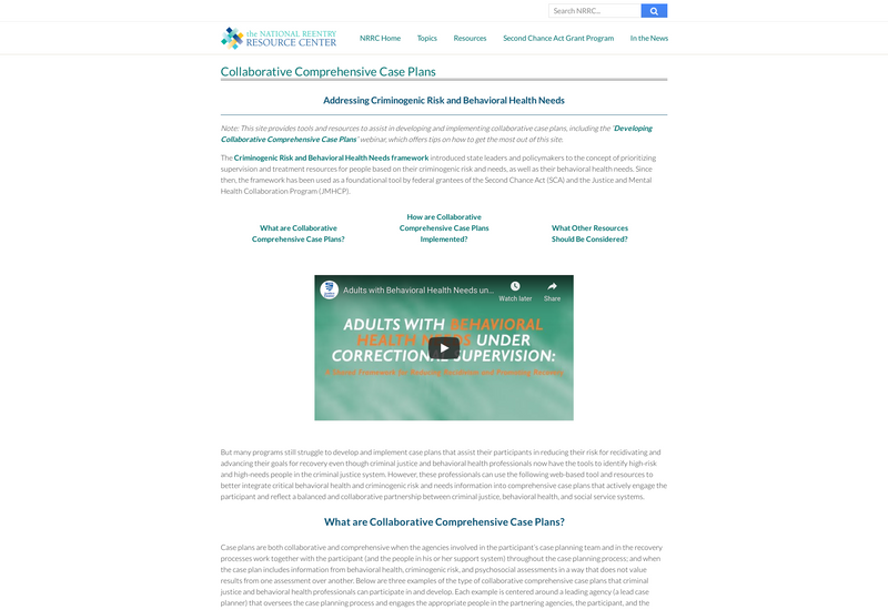 National Reentry Resource Center screenshot of resource