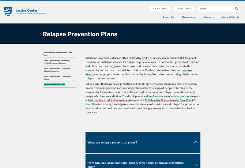 Council of State Governments screenshot of resource