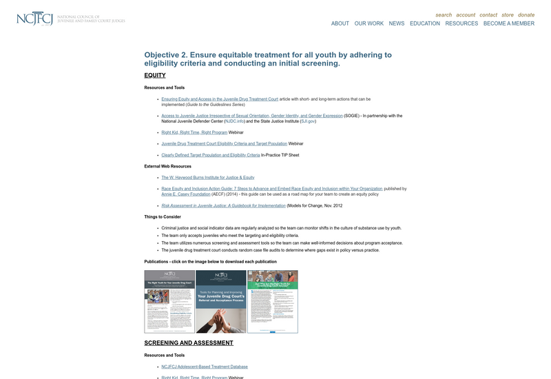 National Council of Juvenile and Family and Court Judges screenshot of resource