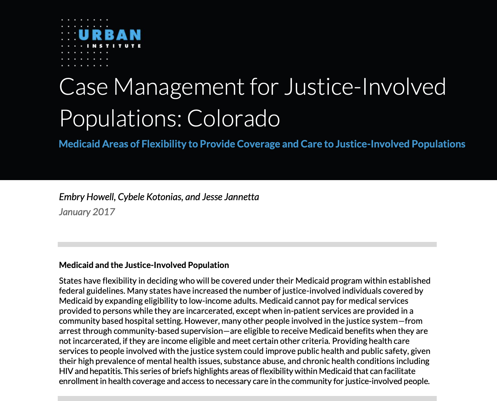 Urban Institute screenshot of resource